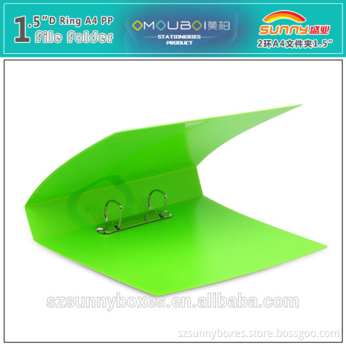 Wholesale A4 Color PP Clear Pocket 2 Ring Binder Presentation Folder